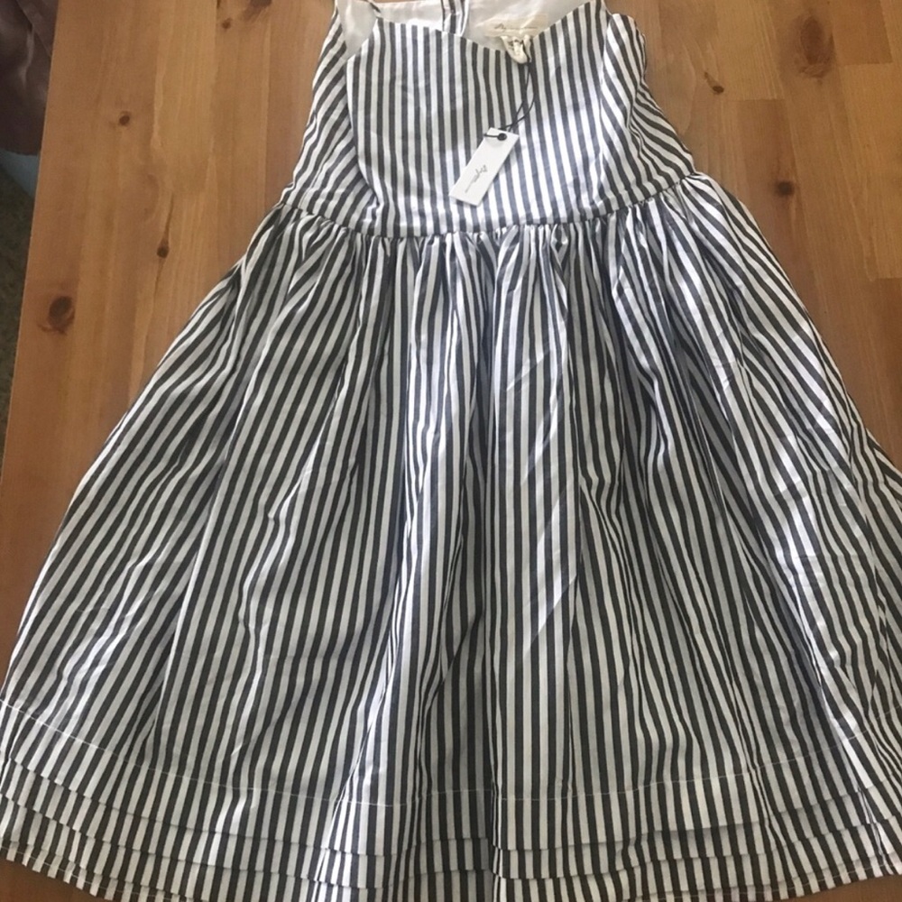 Bijou Sauvage Classic Navy and White Striped Girls' Dress NWT Size 12